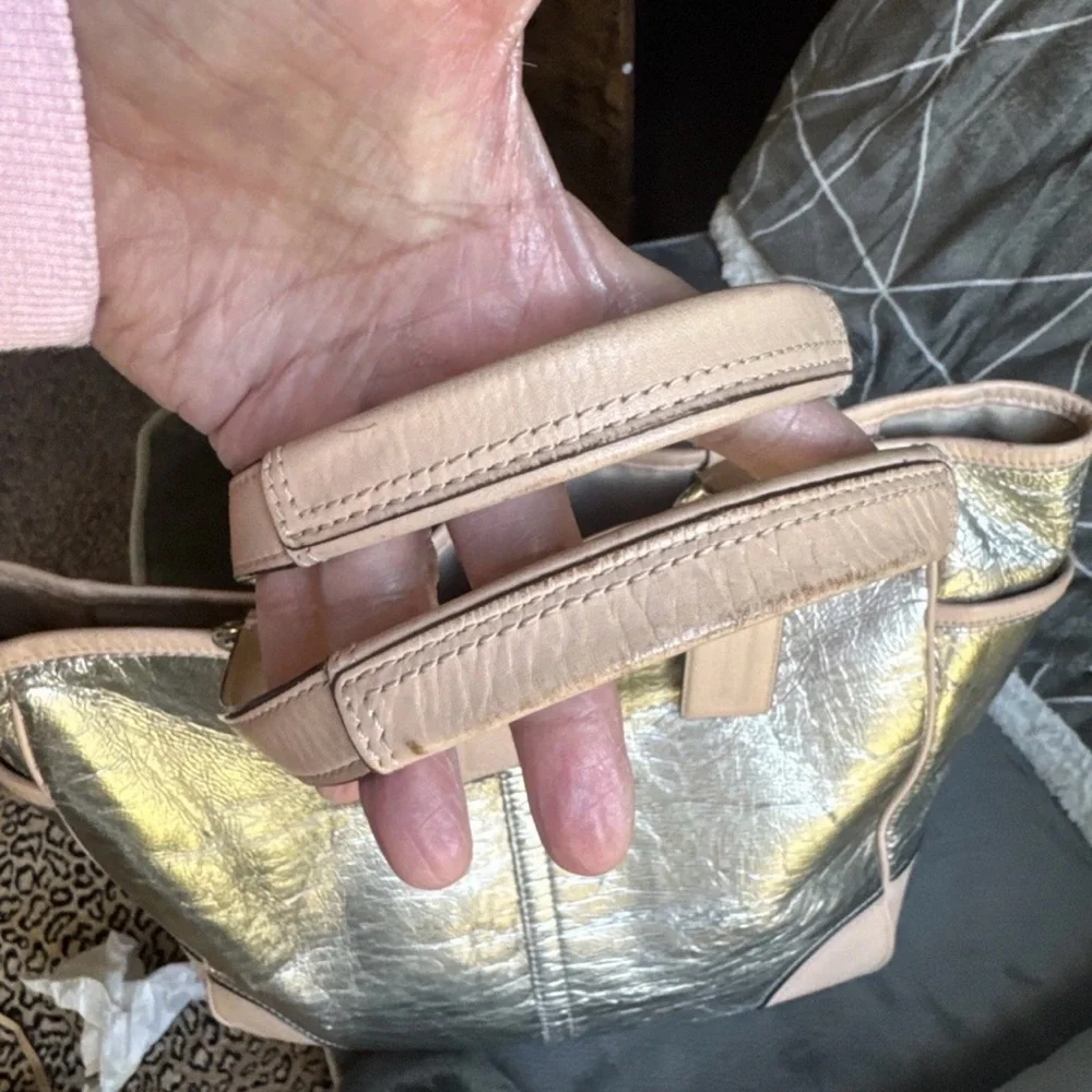 Coach Metallic Silver and Tan Tote Set - Picture 5 of 13